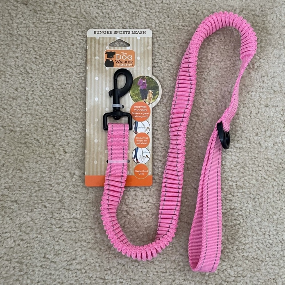 Pink bungee dog leash